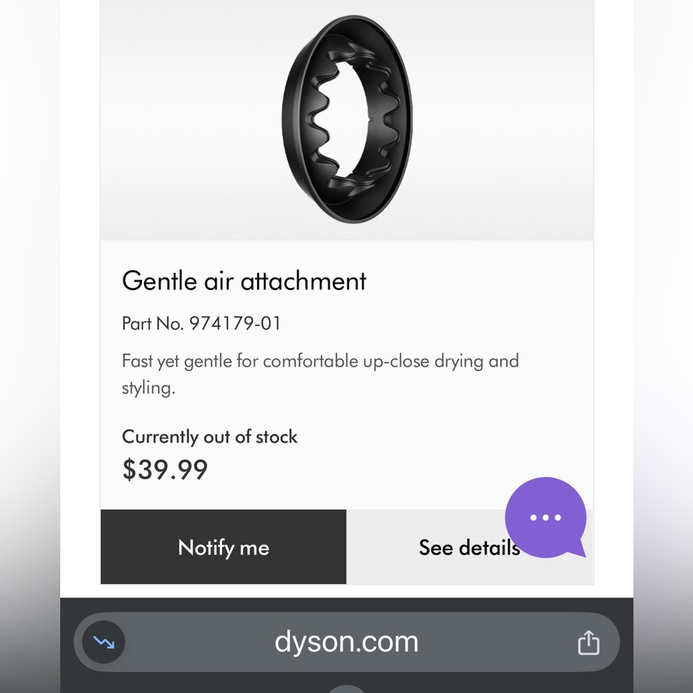 Dyson Supersonic Hair Dryer - Gentle Air Attachment